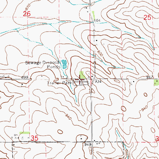 Topographic Map of Prairie View Acres Mobile Home Park, IA