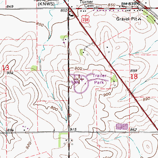 Topographic Map of Cedar Knoll Park, IA