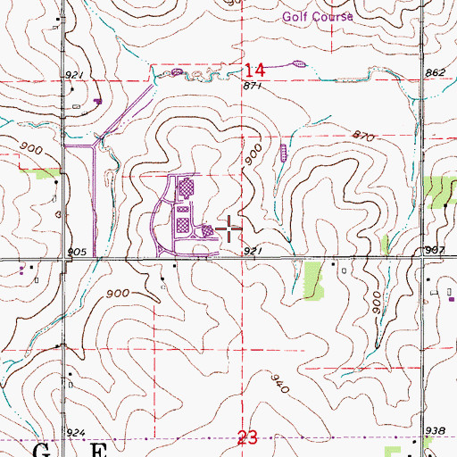 Topographic Map of Blackhawk Hall, IA
