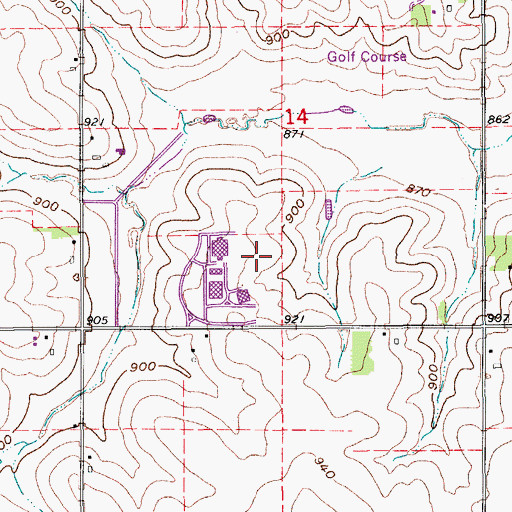Topographic Map of Fayette Hall, IA