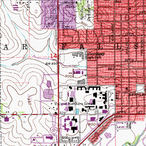 Topographic Map of Bender Hall, IA