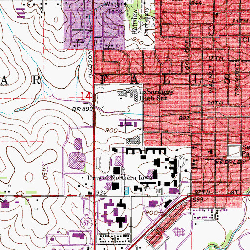 Topographic Map of Towers Dining Center, IA