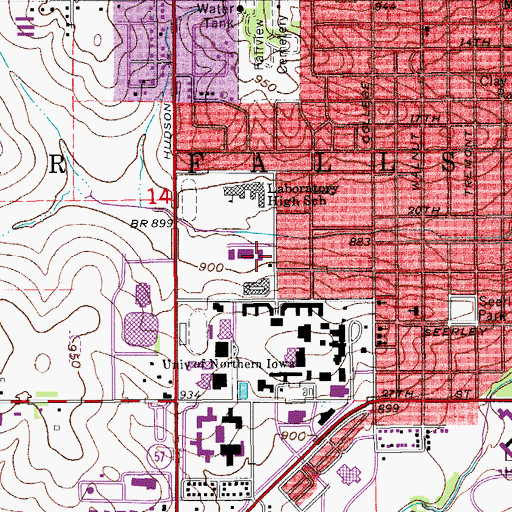 Topographic Map of Dancer Hall, IA