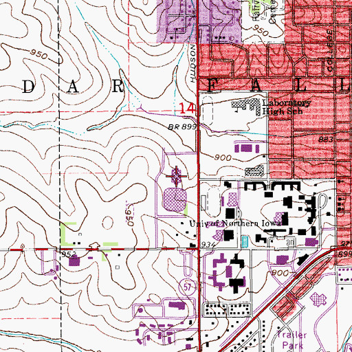 Topographic Map of Wellness - Recreation Center, IA