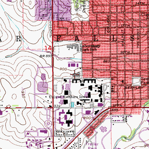Topographic Map of Campbell Hall, IA