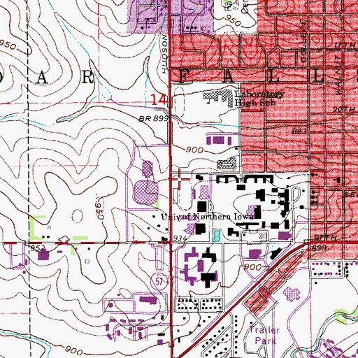 Topographic Map of Marshall Center School, IA