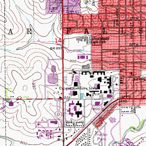 Topographic Map of University Health Services, IA