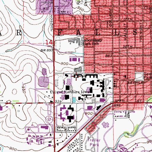Topographic Map of Lawther Hall, IA