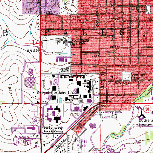 Topographic Map of Bartlett Hall, IA