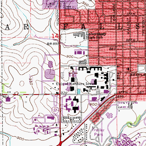 Topographic Map of Schindler Education Center, IA