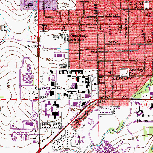 Topographic Map of East Gymnasium and Pool, IA