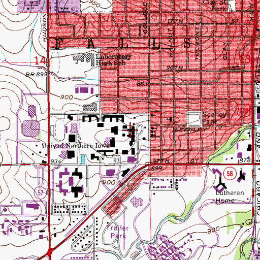 Topographic Map of Lang Hall, IA