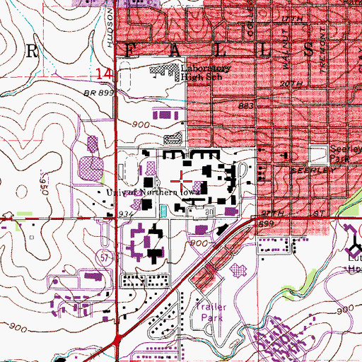 Topographic Map of Campanile, IA