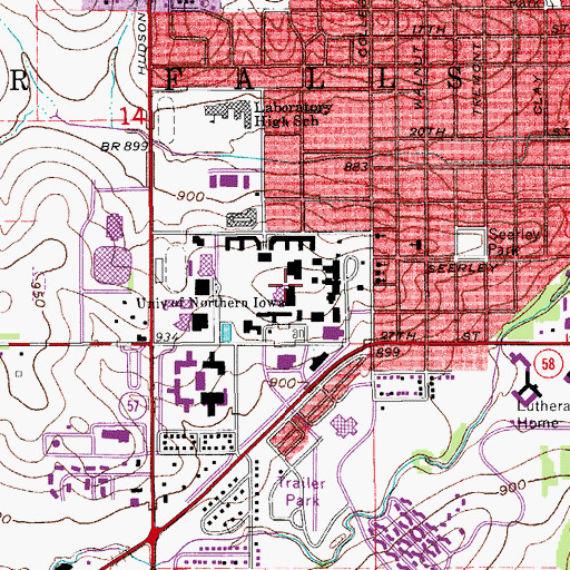 Topographic Map of Maucker University Union, IA