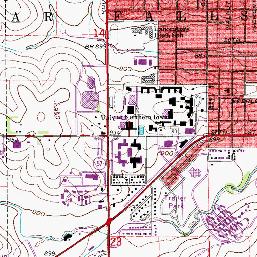 Topographic Map of Russell Hall, IA