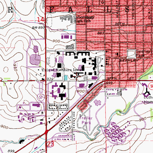 Topographic Map of Baker Hall, IA