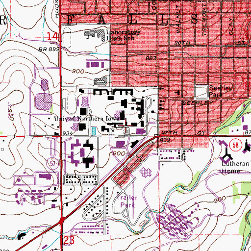 Topographic Map of Wright Hall, IA