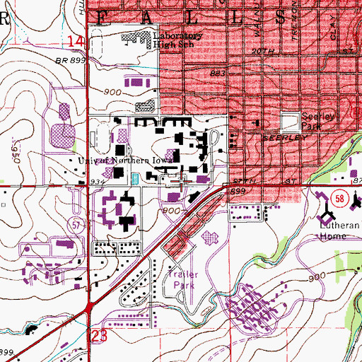 Topographic Map of University of Northern Iowa Greenhouse, IA