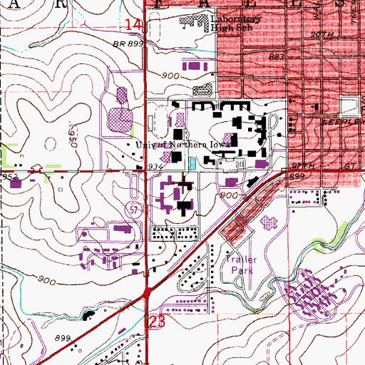 Topographic Map of Rider Hall, IA
