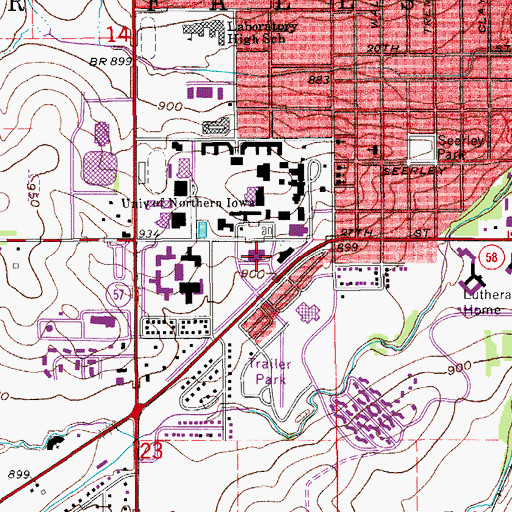 Topographic Map of Gilchrist Hall, IA
