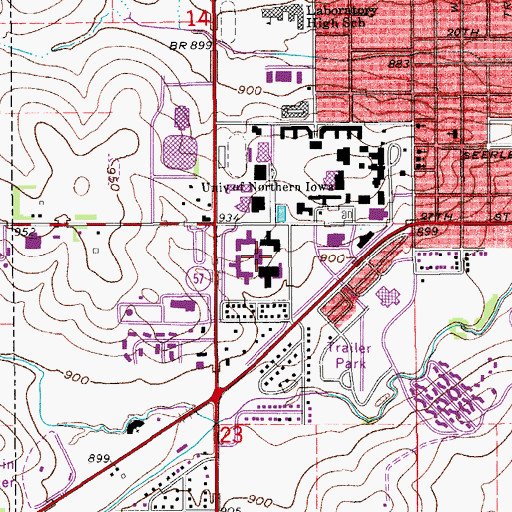 Topographic Map of Redeker Center, IA