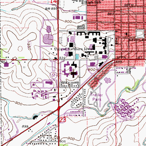 Topographic Map of Shull Hall, IA