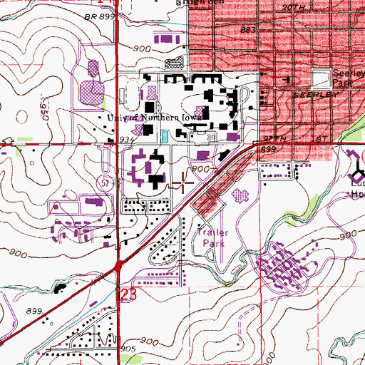 Topographic Map of Gallagher-Bluedorn Performing Arts Center, IA
