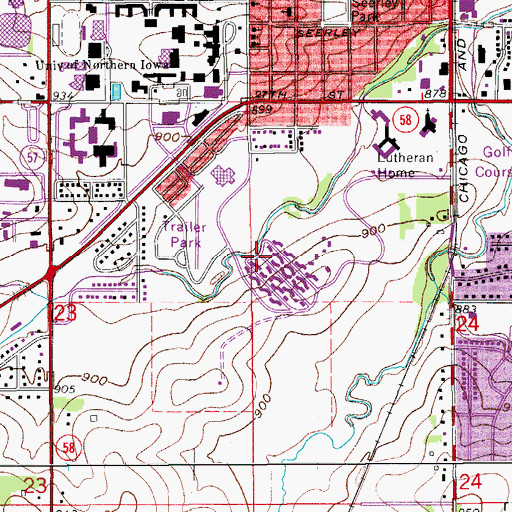 Topographic Map of Hillside Courts, IA