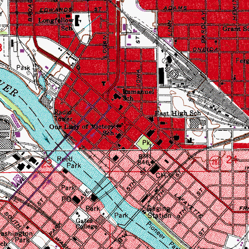 Topographic Map of Waterloo Fire and Rescue Department Station 1, IA