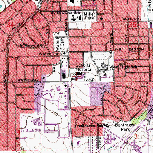 Topographic Map of Covenant Cencer Treatment Center, IA