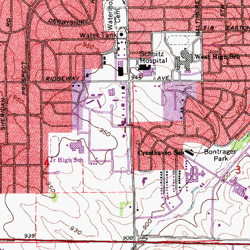 Topographic Map of Northern Iowa Urological Associates Center, IA