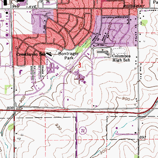 Topographic Map of Covenant Medical Center, IA