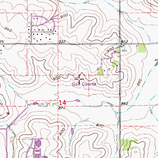 Topographic Map of South Hills Golf Course, IA
