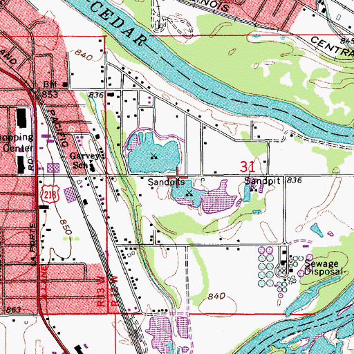 Topographic Map of Riverview Recreation Area, IA