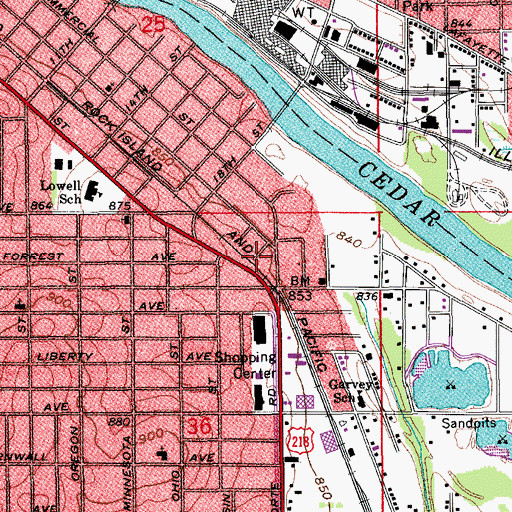 Topographic Map of Rooff Park, IA