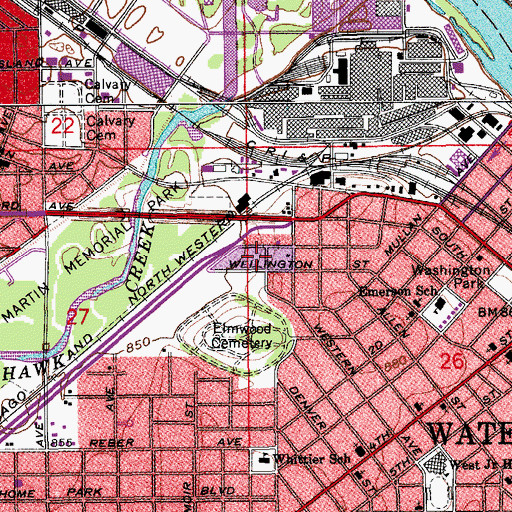 Topographic Map of Elks Memorial Park, IA
