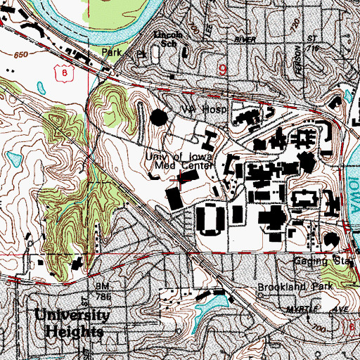 Topographic Map of Indoor Practice Facility, IA