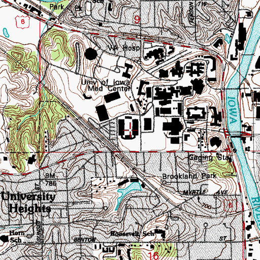 Topographic Map of Kinnick Stadium, IA