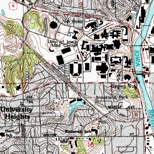 Topographic Map of Klotz Tennis Center, IA