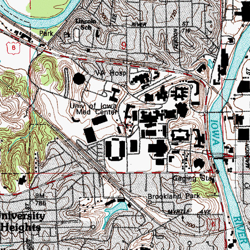 Topographic Map of Wendell Johnson Speech and Hearing Center, IA