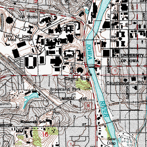 Topographic Map of Latino Native American Cultural Center, IA