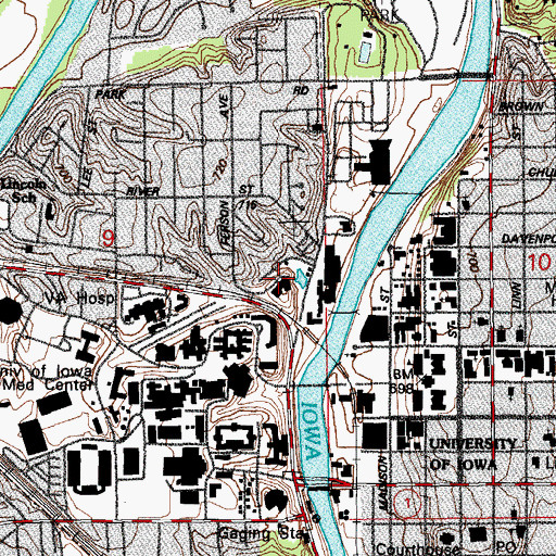 Topographic Map of International Center, IA