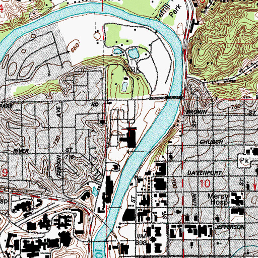 Topographic Map of Hancher Auditorium, IA