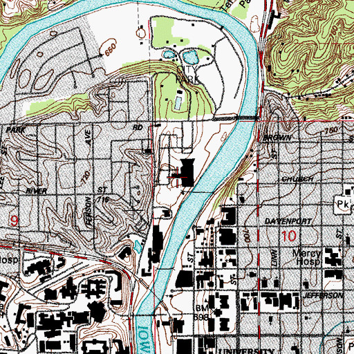 Topographic Map of Clapp Recital Hall, IA