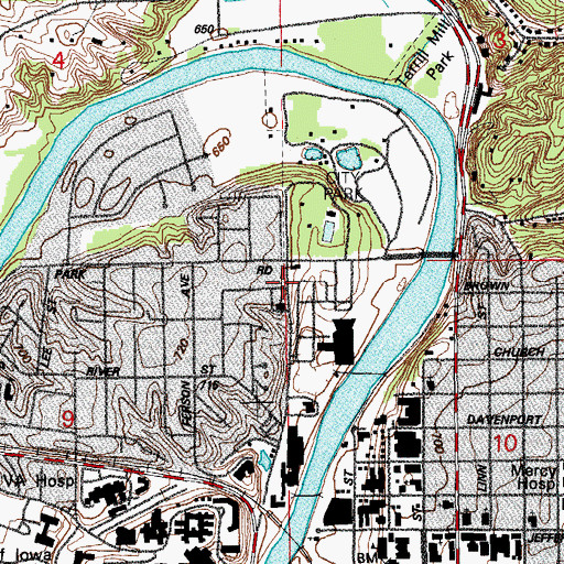 Topographic Map of Parklawn Residence Hall, IA