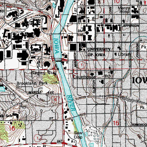 Topographic Map of Hydraulics Wind Tunnel Annex, IA