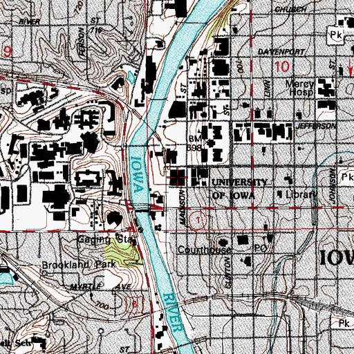 Topographic Map of Shambaugh Auditorium, IA