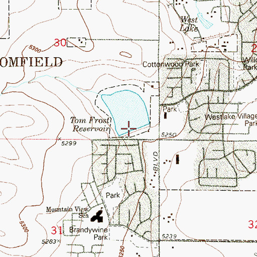 Topographic Map of Tom Frost Dam, CO