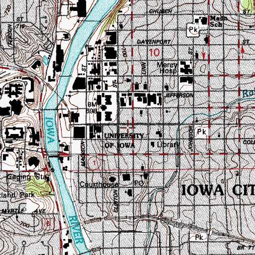 Topographic Map of Jefferson Building, IA