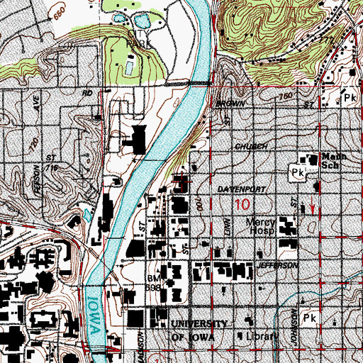 Topographic Map of Currier Residence Hall, IA